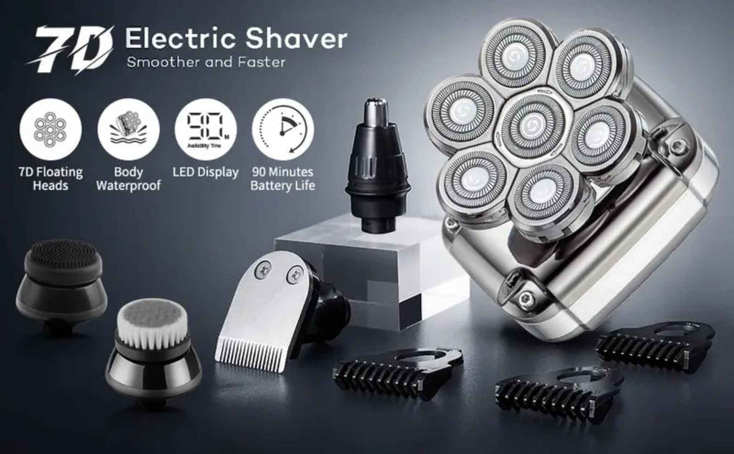 Waterproof Rechargeable Head Shaver for Men