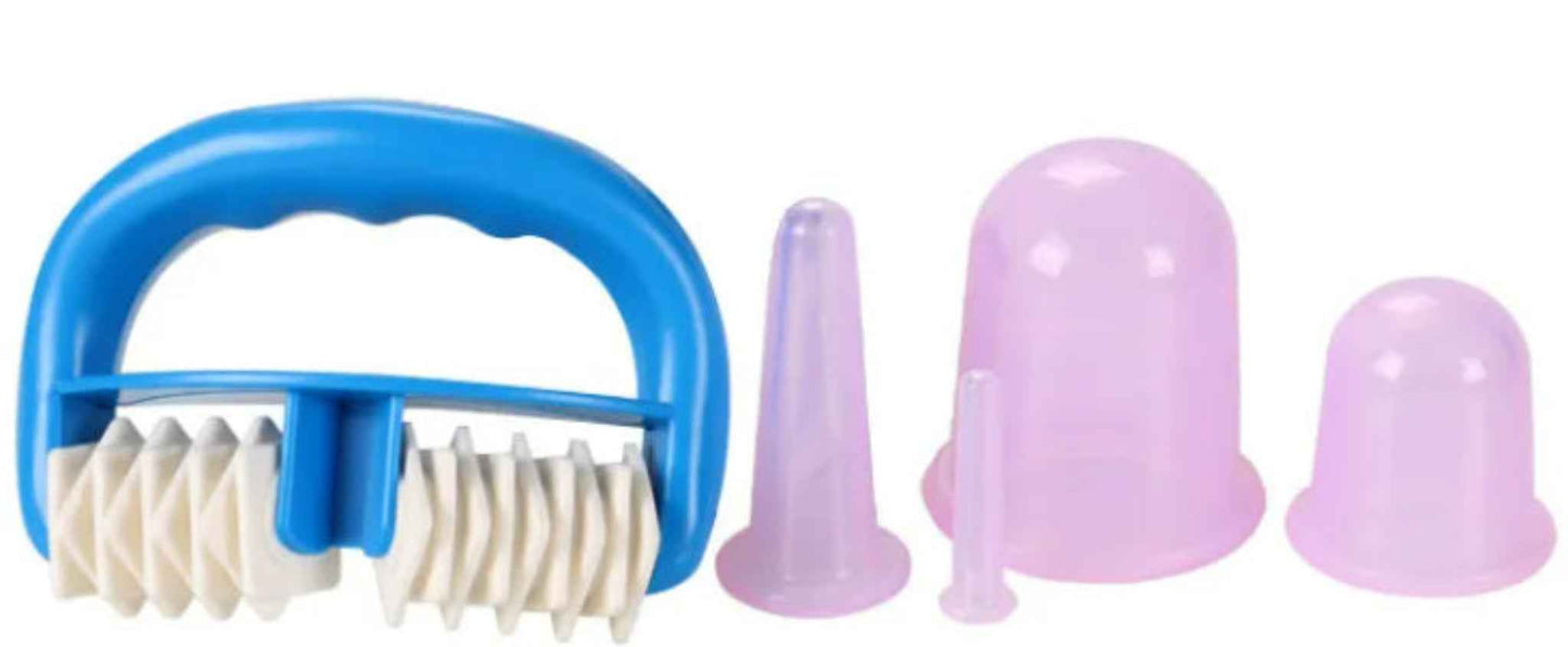 Roller Massager & 5 pc Vacuum Cupping Device Set