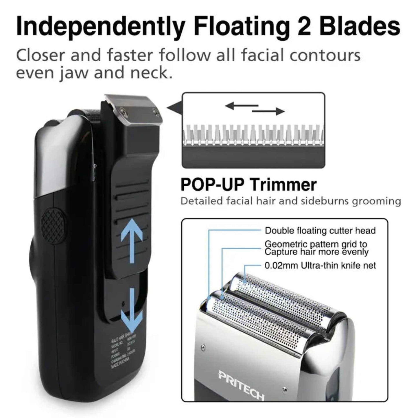 2-in-1 Electric Foil Shaver for Men