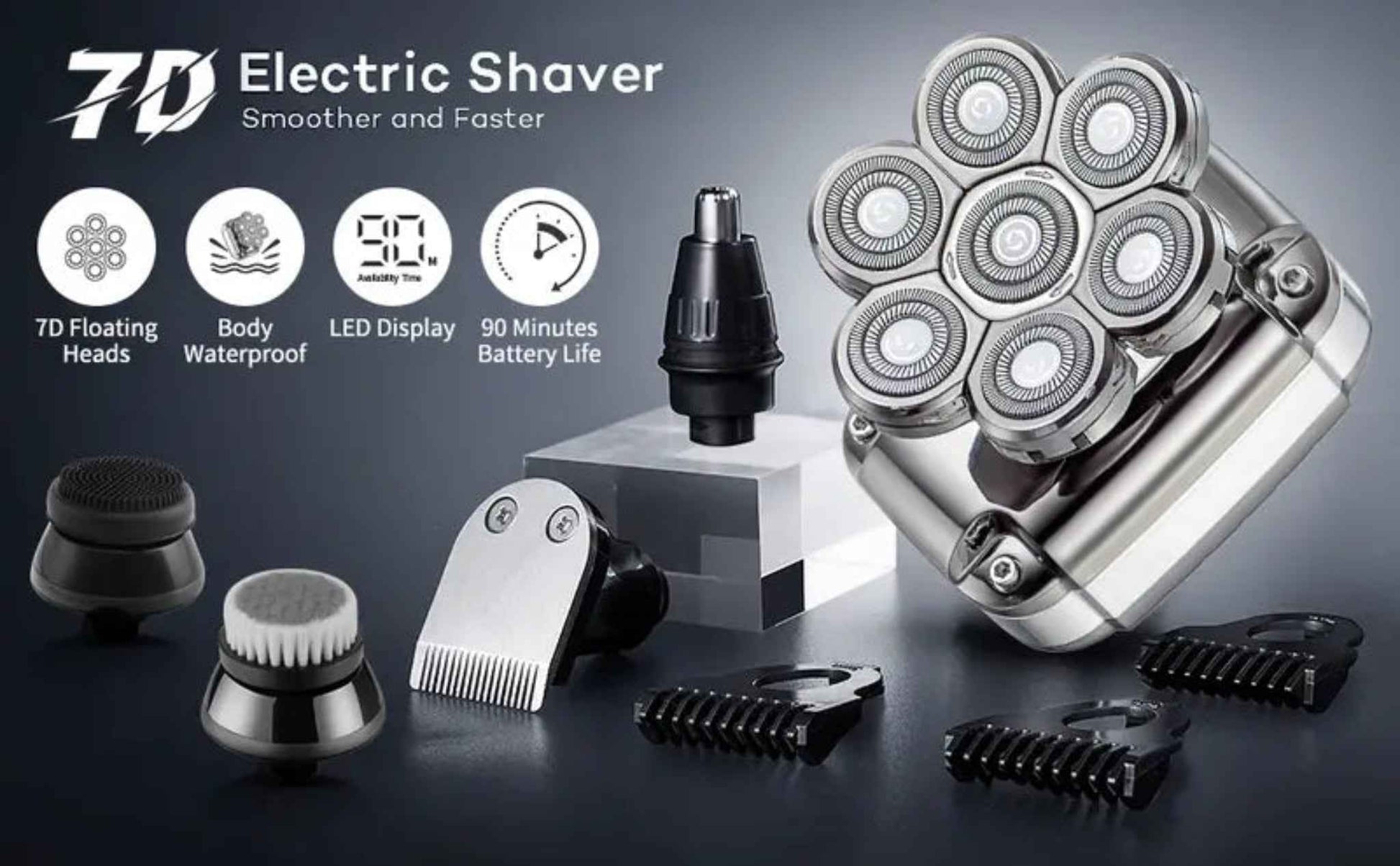 Waterproof Rechargeable Head Shaver for Men