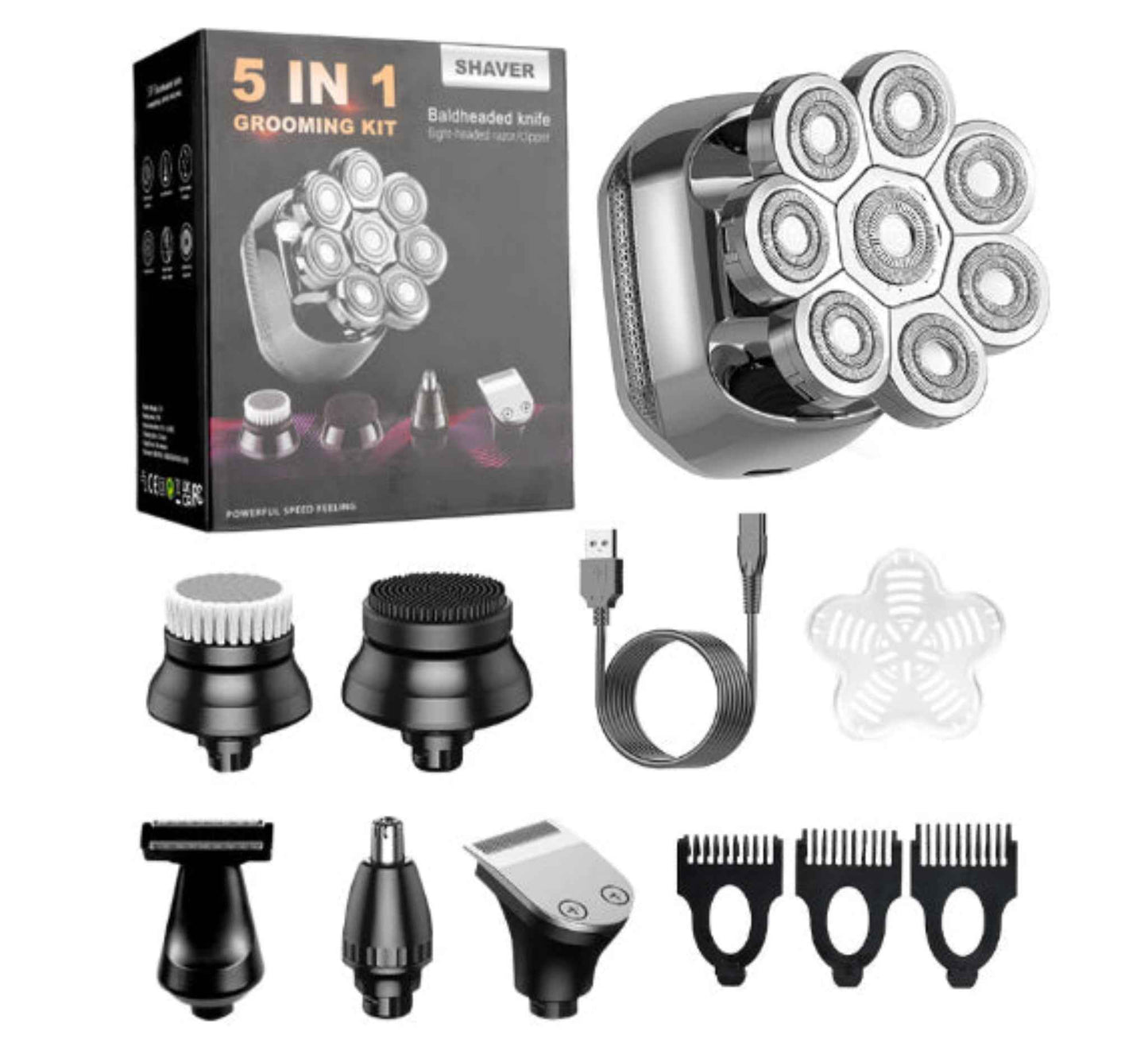 Waterproof Rechargeable Head Shaver for Men