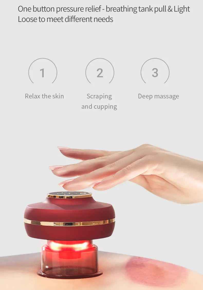 Portable Electric Cupping Massager with Red Light