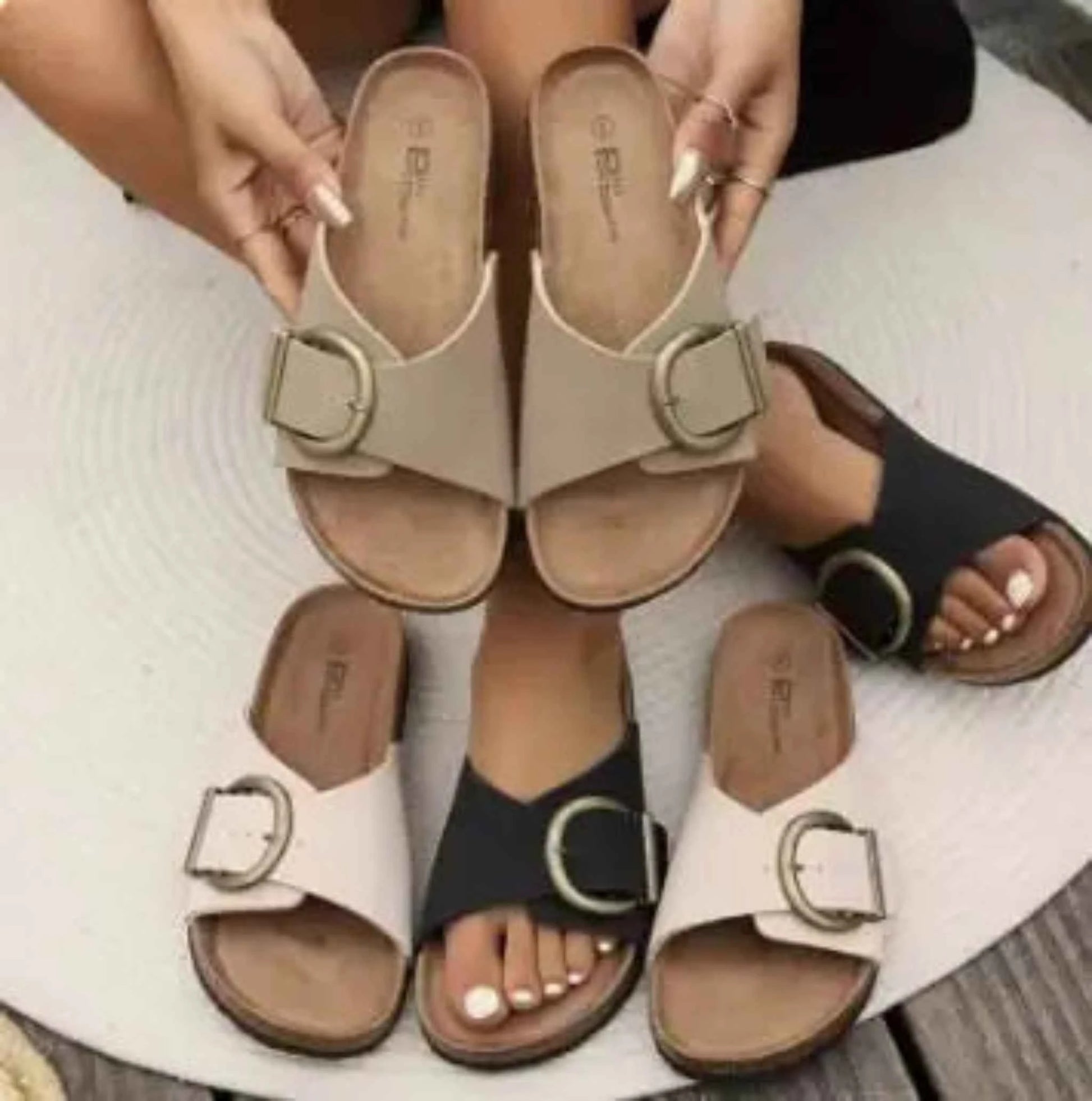 Pin Buckle Slipper Sandals